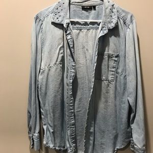 Button down chambray with studded collar detail